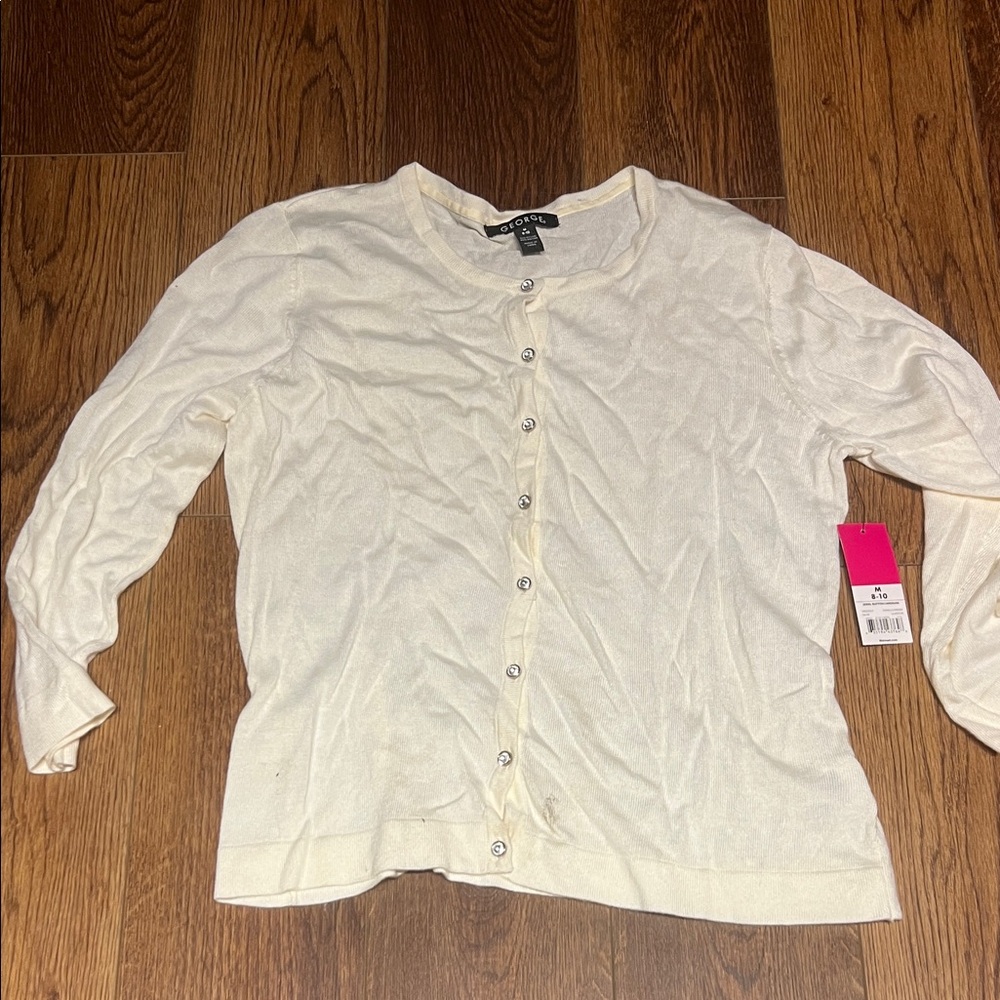 George Women's White Button Down Shirt
